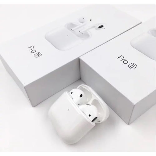 Pro 5 Bluetooth Earphones - Noise Reduction + Free Case - White