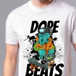 Unisex Printed Shirt - Dope Beats - White