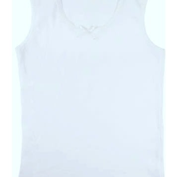 Girl's Quality % Cotton Interlock Vest With Lace Trim - White