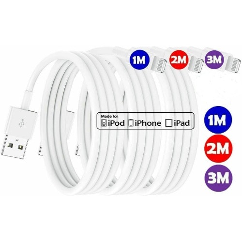 Pack of 3 Fast Charging Cable For iPhone 11/11pro/11max/ X/xs/xr/xs Max/8/7 -1m/2m/3m