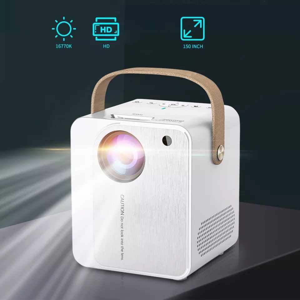 ZXL-Y8 Intelligent Portable HD 4K Projector, US Plug, Specification:Android Version(White)