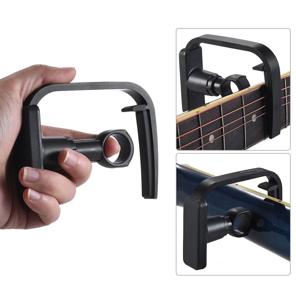 Single-finger Version Creative Straight-press Folk Guitar Capo Clamp with 1pc Multi-thickness Guitar Pick