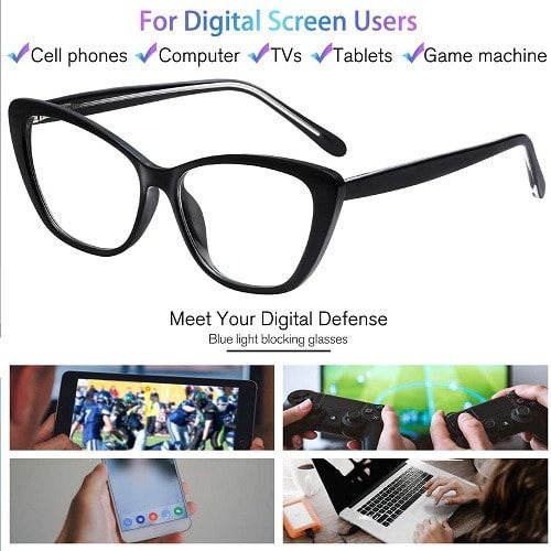 Anti Blue Light Blocking Computer Cat Eye Glasses With Case