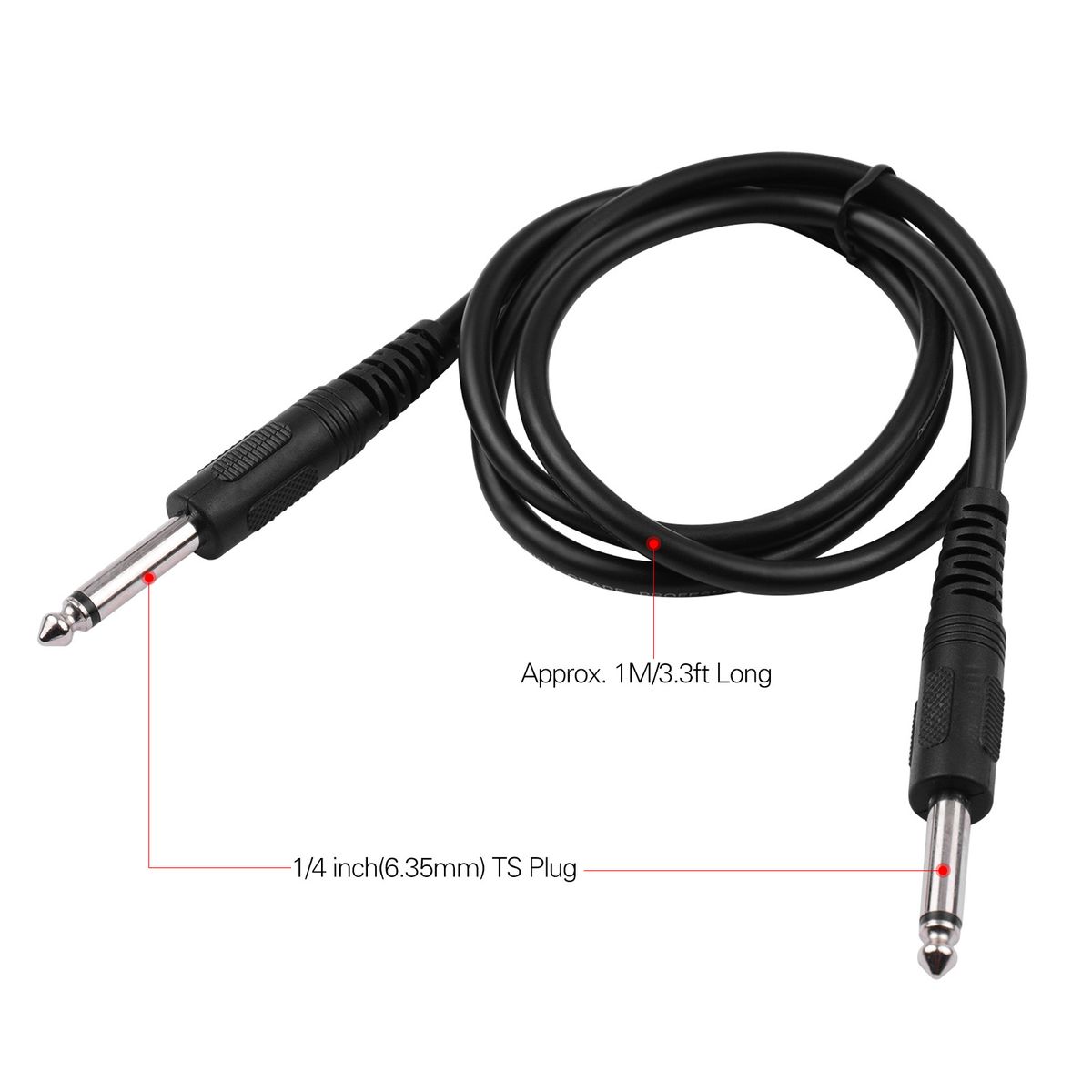 Guitar Cable Black Audio Cable For Electric Guitar Bass