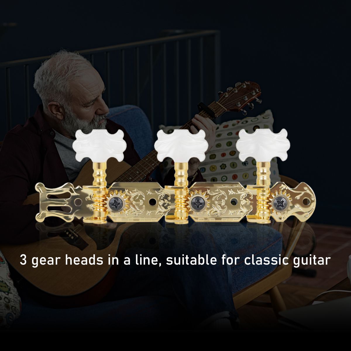 2PCS (1L1R) Classical Guitar Tuning Pegs Machine Heads
