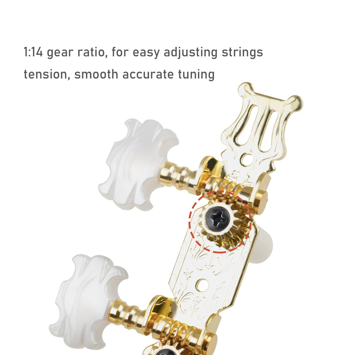 2PCS (1L1R) Classical Guitar Tuning Pegs Machine Heads