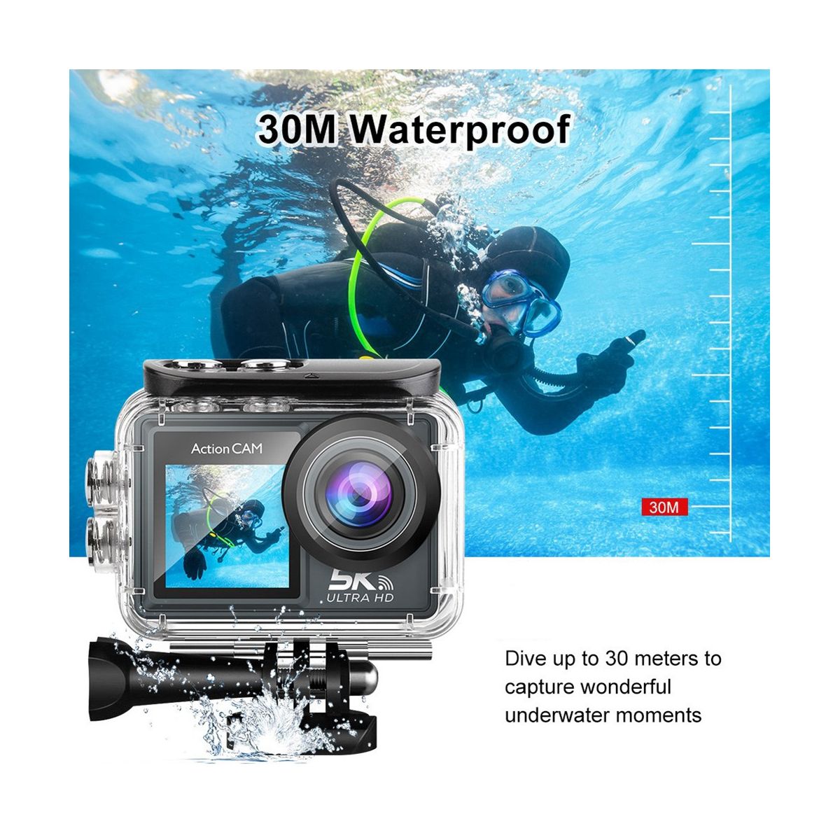 5K 30FPS Action Camera with Wifi Remote Control Electronic Image Stabilization Camera for Outdoor Diving Sports