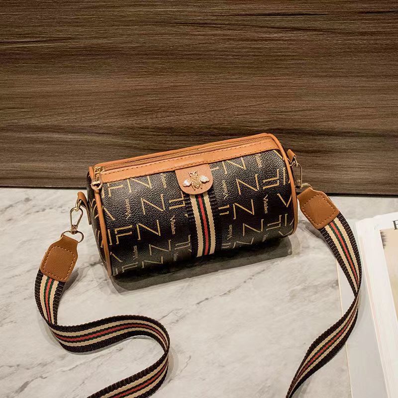 Cylinder Shape Cross Bag Brown