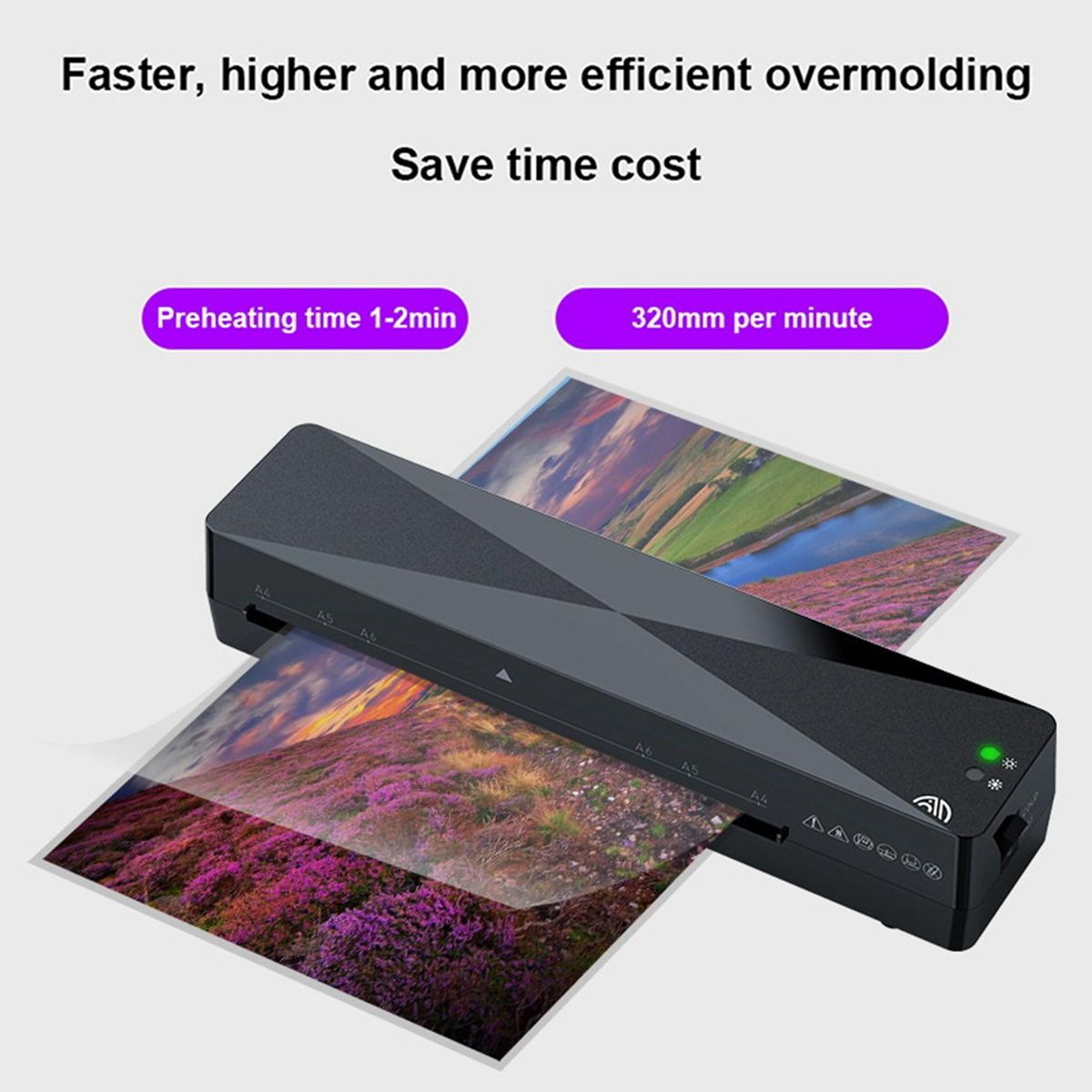 A4 Hot Laminator Portable Photo Corner RounderHole PunchRuler 30PCS Laminating Film US Plug