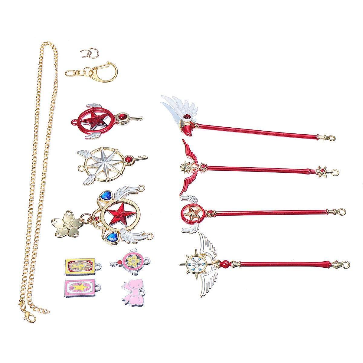 Card Captor Sakura Kinomoto Clear Card Magic Wand Wings The Clow Metal Pendant Red Diamond