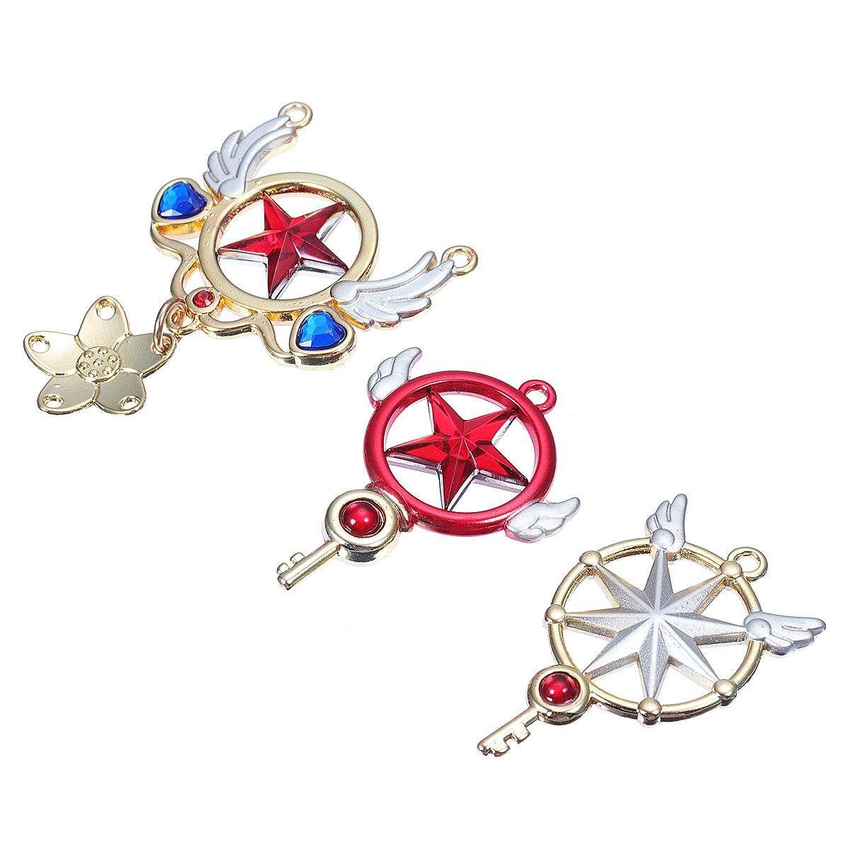 Card Captor Sakura Kinomoto Clear Card Magic Wand Wings The Clow Metal Pendant Red Diamond