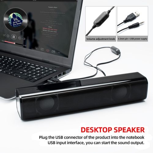 Sound Bar Computer Speaker Home Wired USB Theater TV Boombox Subwoofer HD Sound Quality Dual Speakers