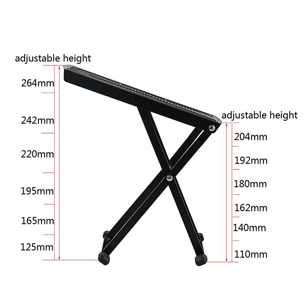 Guitar Pedal Footstool Foot Rest Adjustable Folding Portable Black