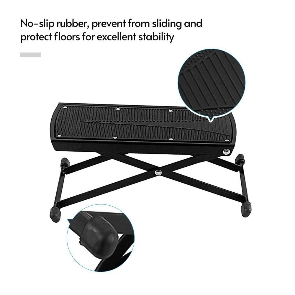 Guitar Pedal Footstool Foot Rest Adjustable Folding Portable Black