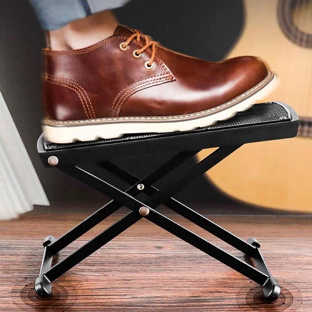 Guitar Pedal Footstool Foot Rest Adjustable Folding Portable Black