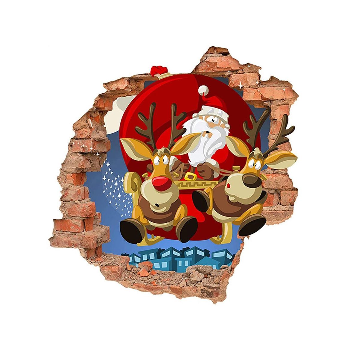 Vibrant Color Christmas Sticker Festive Holiday Wall Art for Room Red