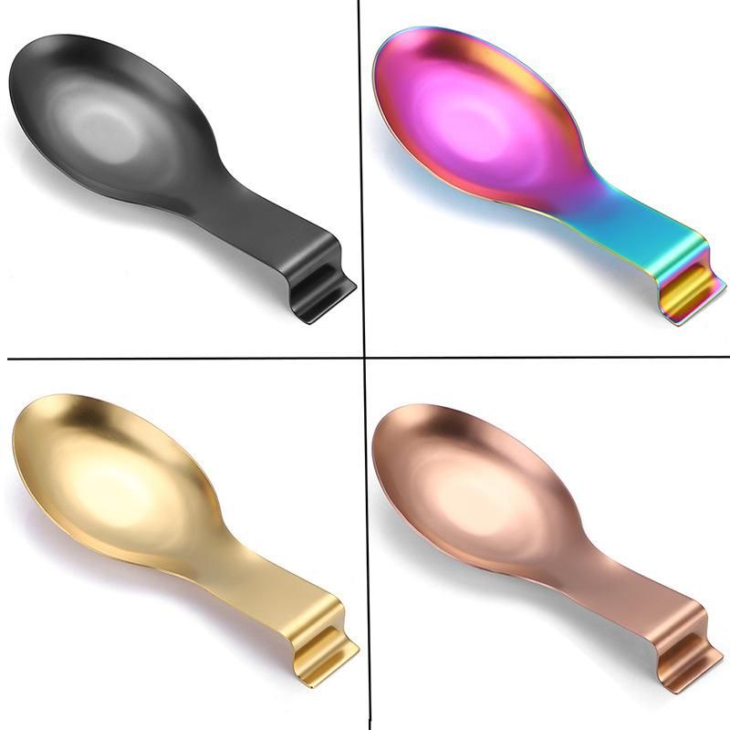 Factory direct stainless steel spoon tray hot pot spoon tray food clip hotel restaurant shelf kitchen utensils spoon 201ss rose gold (spoon and flat tail) 204g