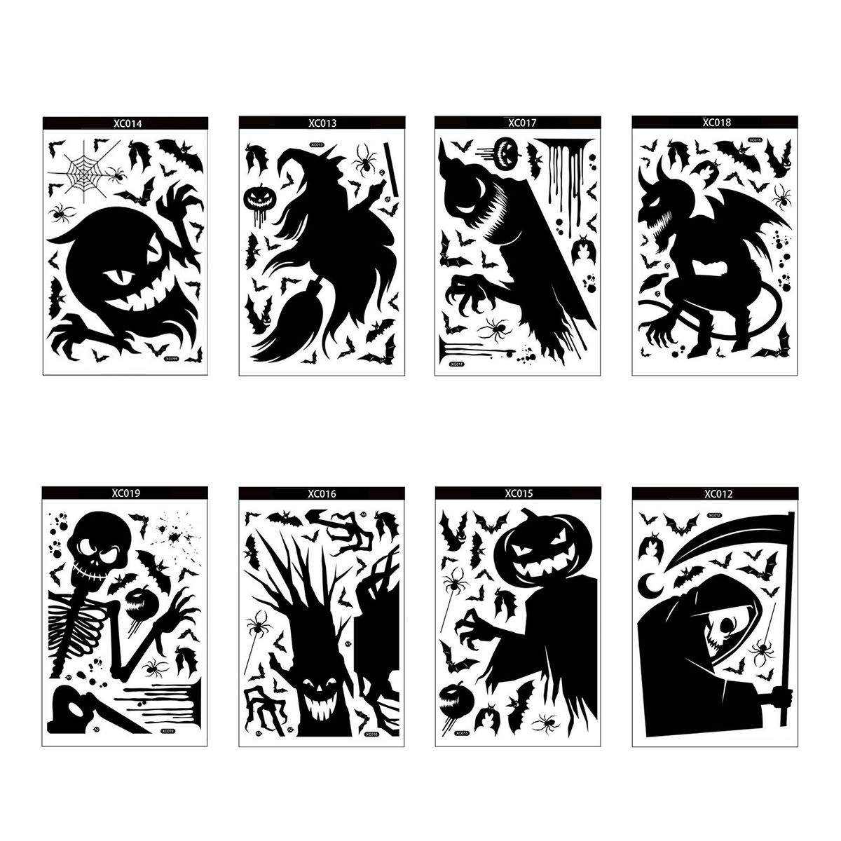 8PCS Window Sticker Scary Creepy Glass Window Decal Double Sided Window Clings for Halloween Dress Up Adhesive Sticker Halloween Gift Decoration