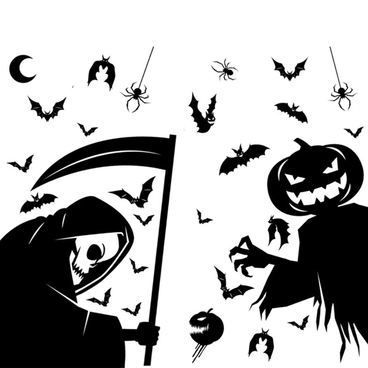 8PCS Window Sticker Scary Creepy Glass Window Decal Double Sided Window Clings for Halloween Dress Up Adhesive Sticker Halloween Gift Decoration