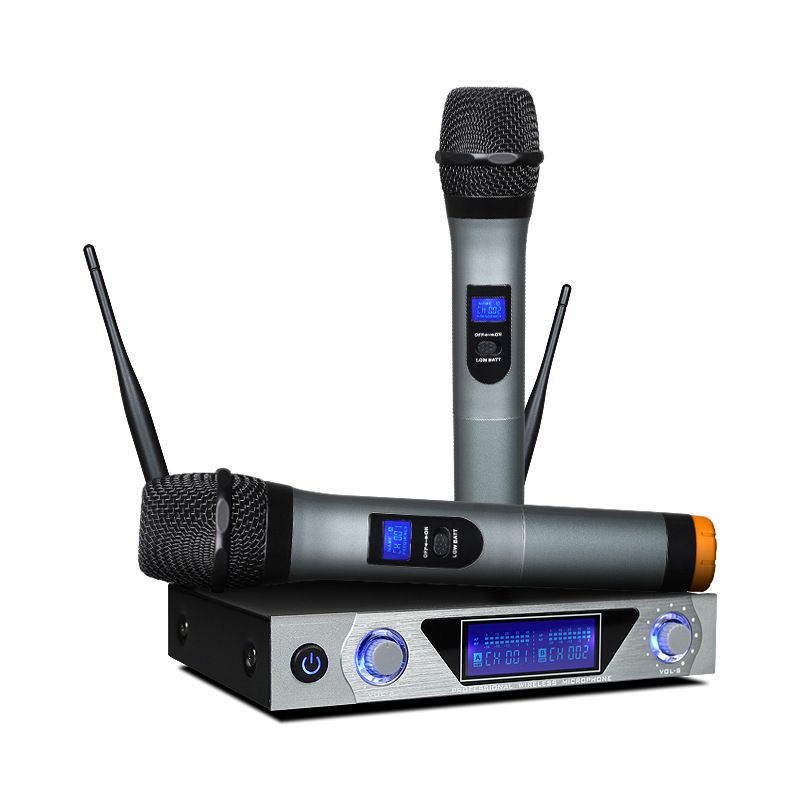 UHF Dual Wireless Microphone Karaoke Dynamic Handheld Party Family Speech Wireless Microphone