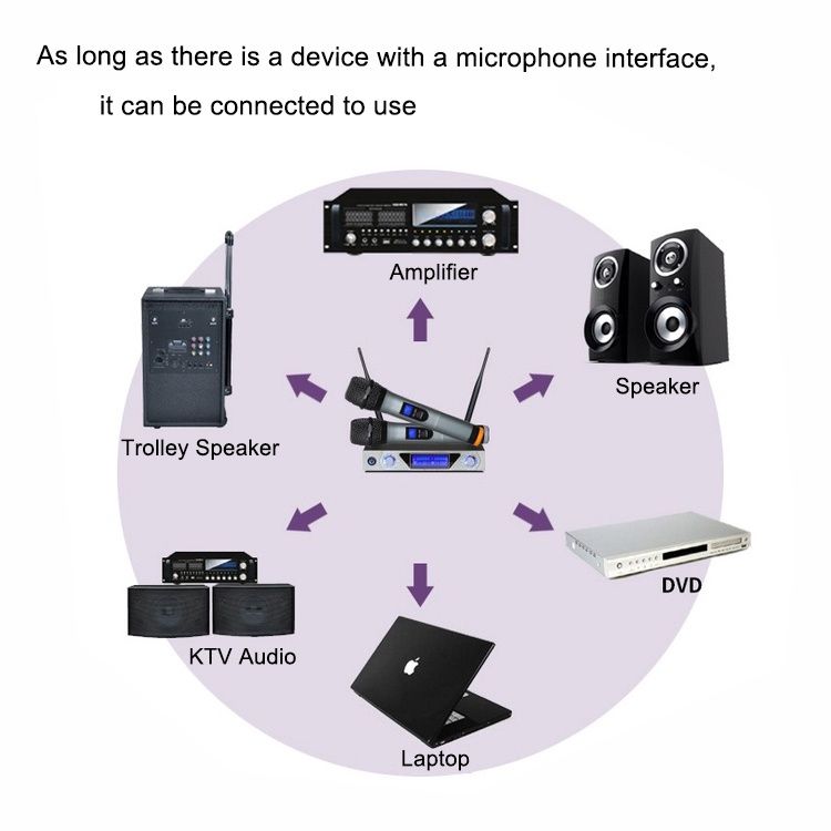 UHF Dual Wireless Microphone Karaoke Dynamic Handheld Party Family Speech Wireless Microphone