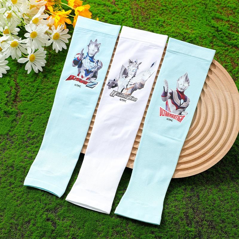 Ultraman Children Ice Sleeve Summer Sun Protection Ice Silk Oversleeves Children Boys Boys Arm Sleeve Baby Oversleeves Summer