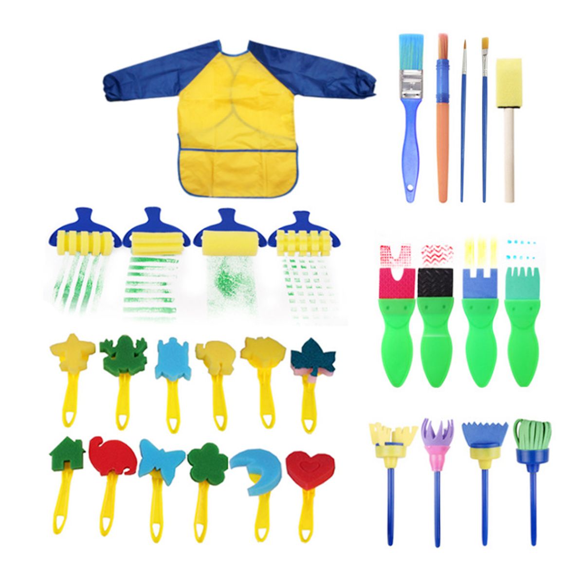 30PCS Children Paintbrushes Washable Paint Brushes Sponge