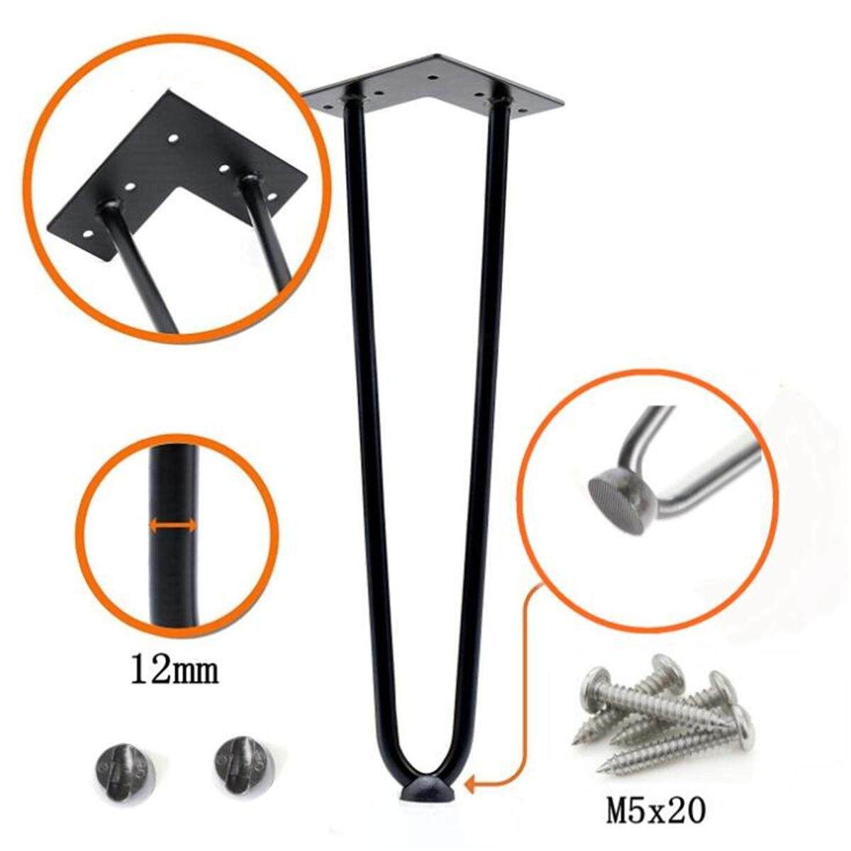 8/12/16/28 Inch Hairpin Metal Furniture Table Legs DIY Furniture Coffee Table Chair Leg 4Pcs 12 Inches