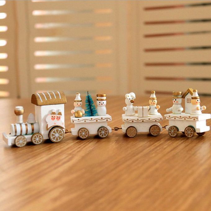 Hristmas De Orations Wooden Train Toys Multi- Olor Optional  Hildren's Toys Exquisite Holiday Gifts-white
