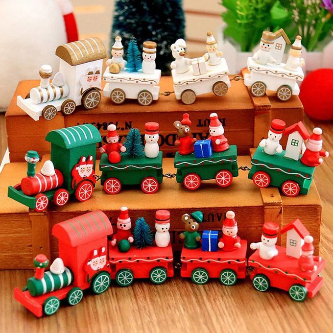Hristmas De Orations Wooden Train Toys Multi- Olor Optional  Hildren's Toys Exquisite Holiday Gifts-white