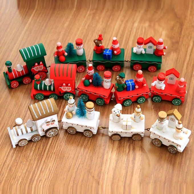Hristmas De Orations Wooden Train Toys Multi- Olor Optional  Hildren's Toys Exquisite Holiday Gifts-white