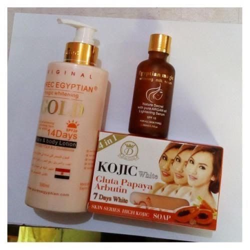 Magic Gold Whitening Lotion+ Pure Egyptian Magic Whitening Serum Gluta + Soap