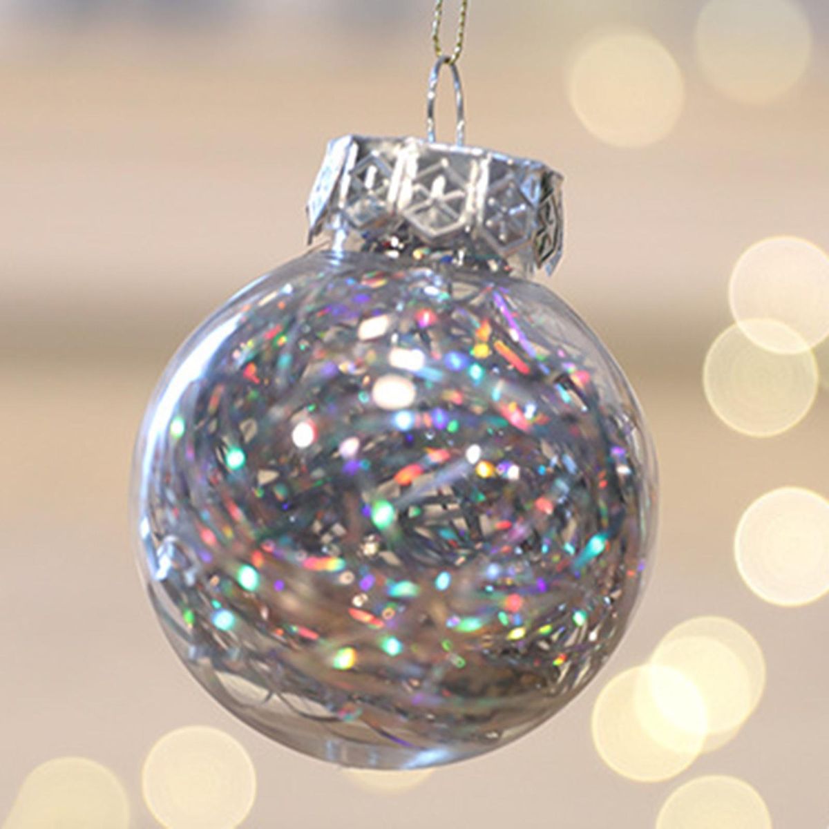 4 PcsSet Christmas Balls Reusable Reflective Christmas Tree Balls Silver