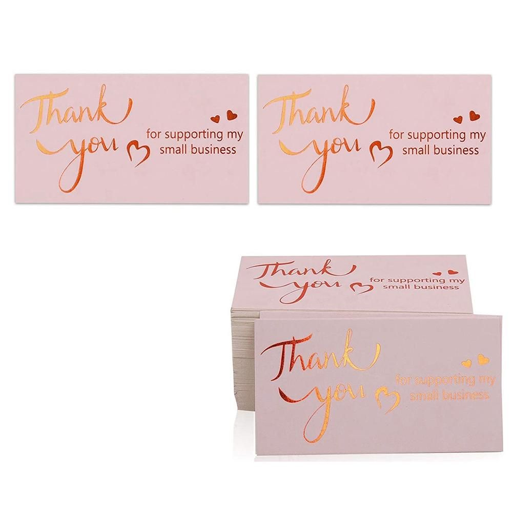 100 Pcs 2X3.5 Inches Thank You Card, Bronzing Heart-Shaped