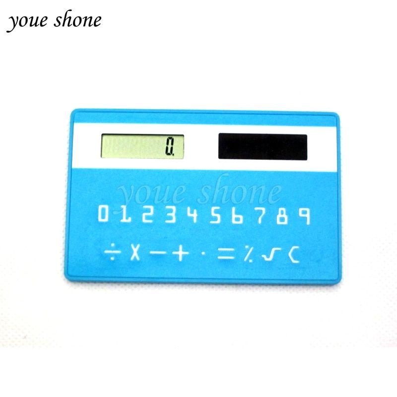 Portable Calculator Mini Handheld Ultra-thin Card Stationery Card Calculator Solar Power Slim Travel Pocket Calculator Green