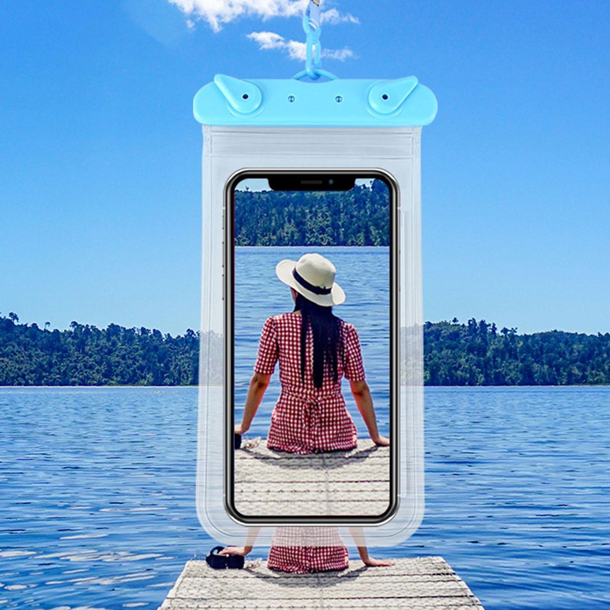1 Set Mobile Phone Bag Beach Camping Waterproof Phone Bag Blue