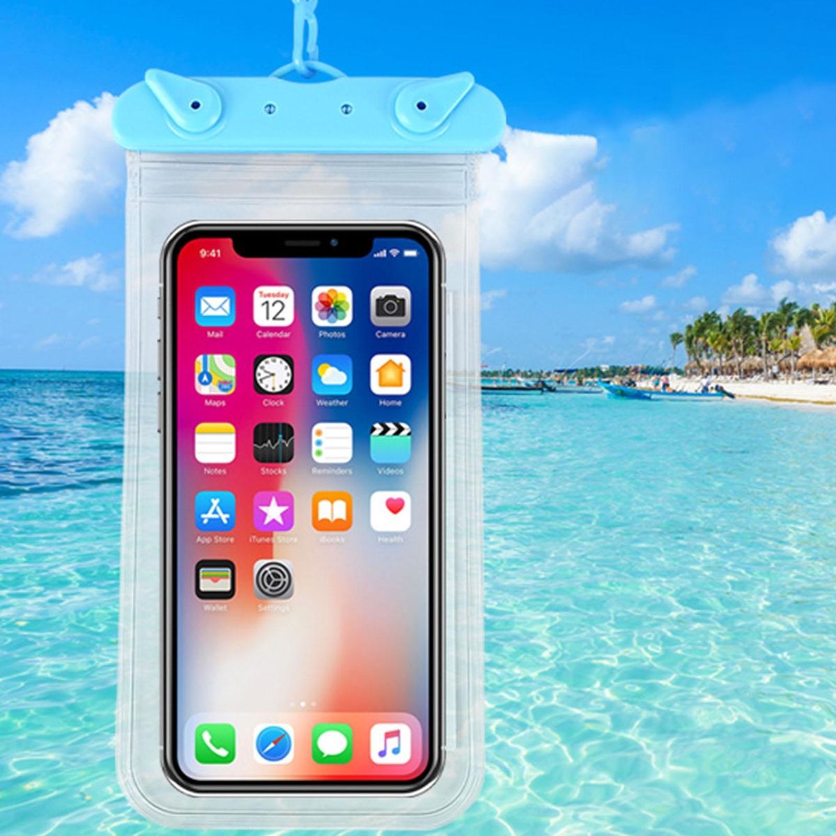 1 Set Mobile Phone Bag Beach Camping Waterproof Phone Bag Blue