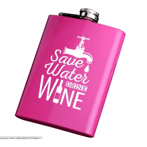 8oz Stainless Steel Whiskey Wine Hip Flask - Pink Gift