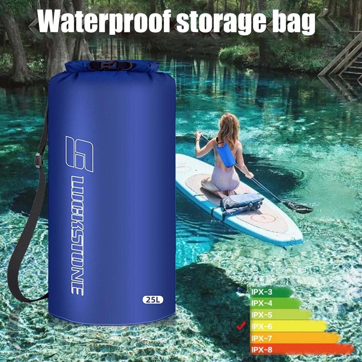 Boating Waterproof Bag Fitness Swimming Kayaking Phone Dry Sack Dark Blue