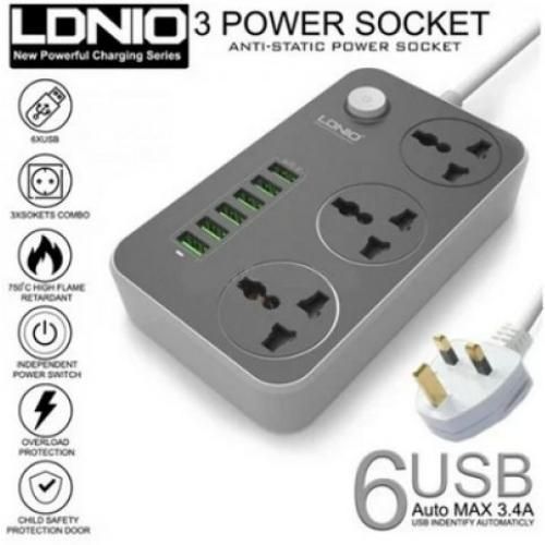 6-USB Ports 3-AC Intelligent Surge Protector Power Socket