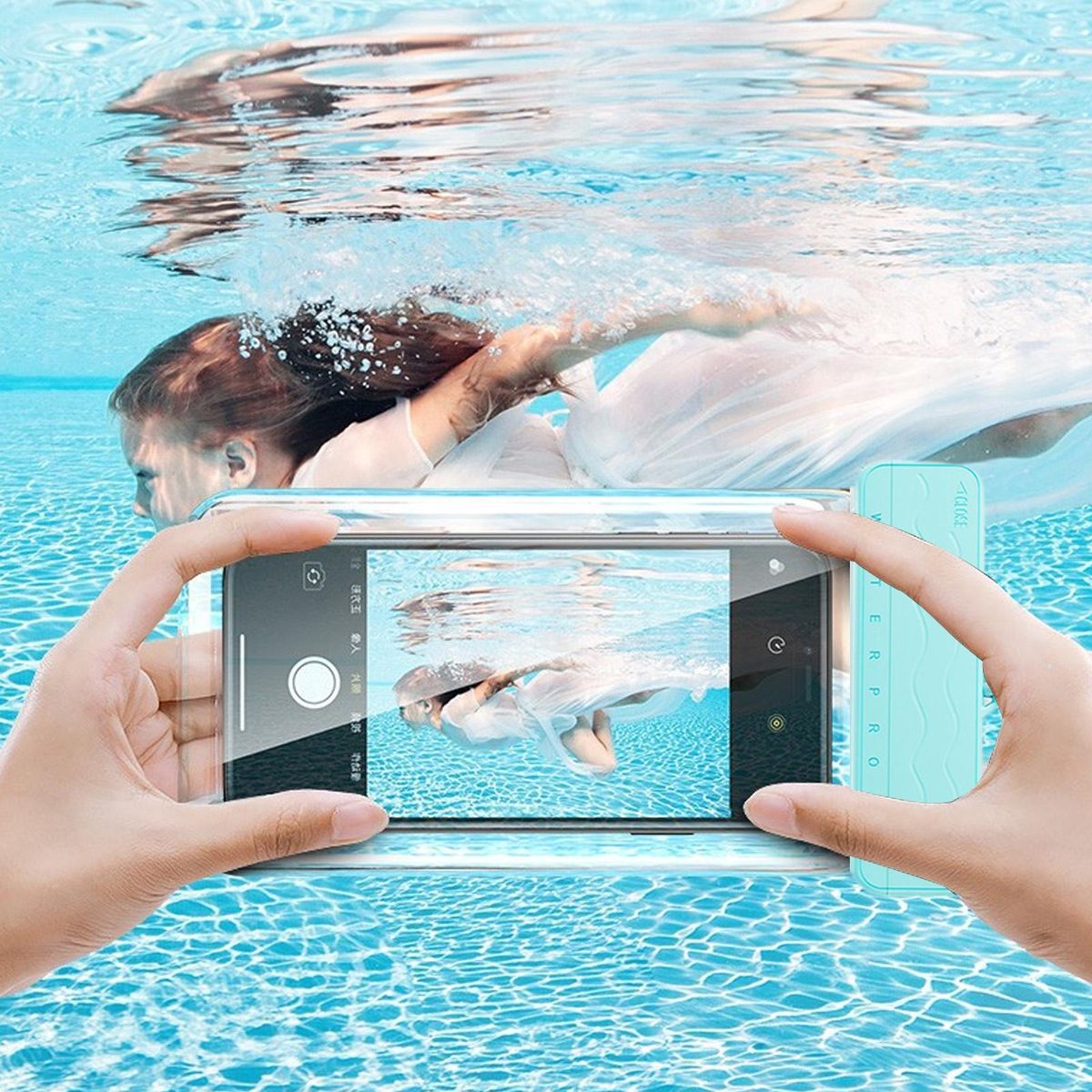 Waterproof Phone Pouch IPX8 Waterproof Clear Phone Dry Bag Protector Sky Blue
