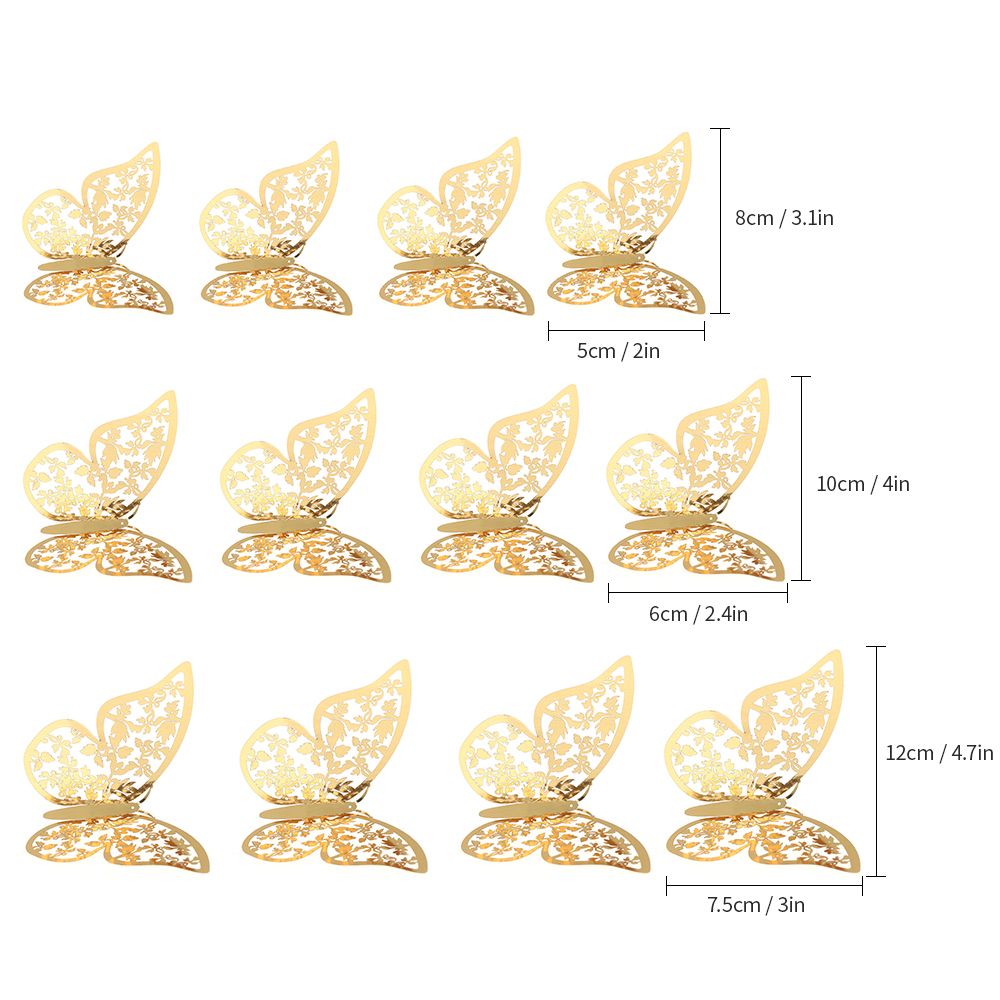 12pcs/set 3D Butterfly Wall Stickers Removable Mural