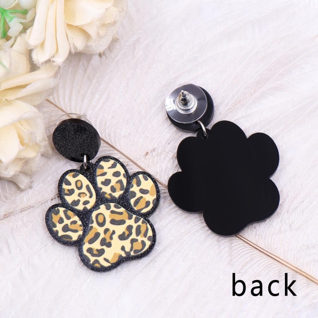 1pair New product CN Drop Leopard print dog paw TRENDY Acrylic stainless steel earrings Jewelry for women