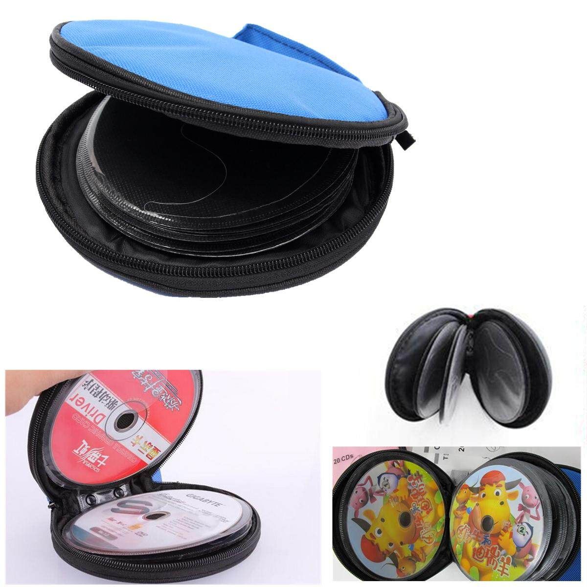 Hot 1PCS 20 Disc CD DVD Case Storage Holder Carry Case Organizer CD DVD Sleeve Wallet Cover Bag Box Holder DJ Storage Cover Blue Blue