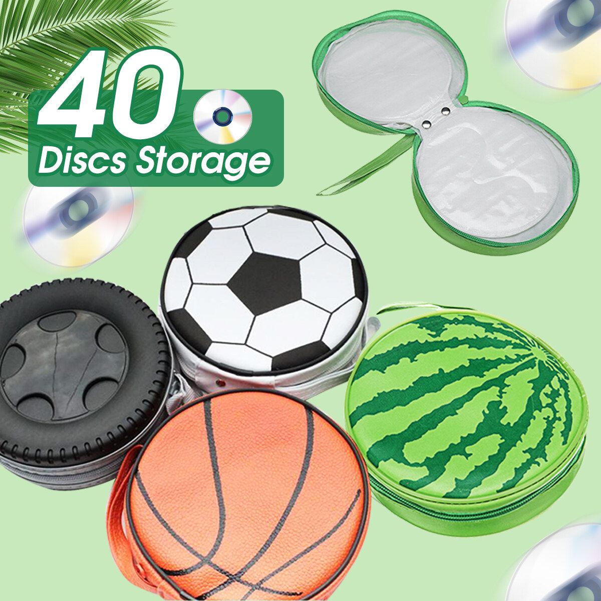 Portable 40 Disc CD Holder DVD Case Storage VCD Organizer Zippered Bag Random