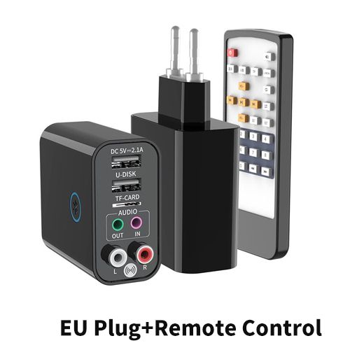 Tebe 2 In 1 Receiver Transmitter 3.5mmA Wireless Audio Adapter U Disk/TF Play Support APP Control USB Charger Black EU