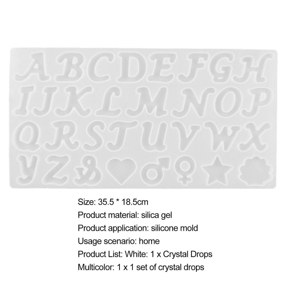 1Pc1Set Epoxy Mold Large Alphabet Silicone Mold Multicolor