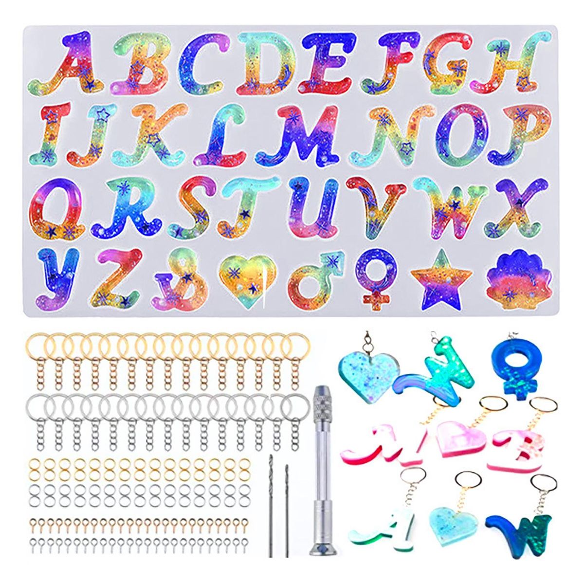 1Pc1Set Epoxy Mold Large Alphabet Silicone Mold Multicolor