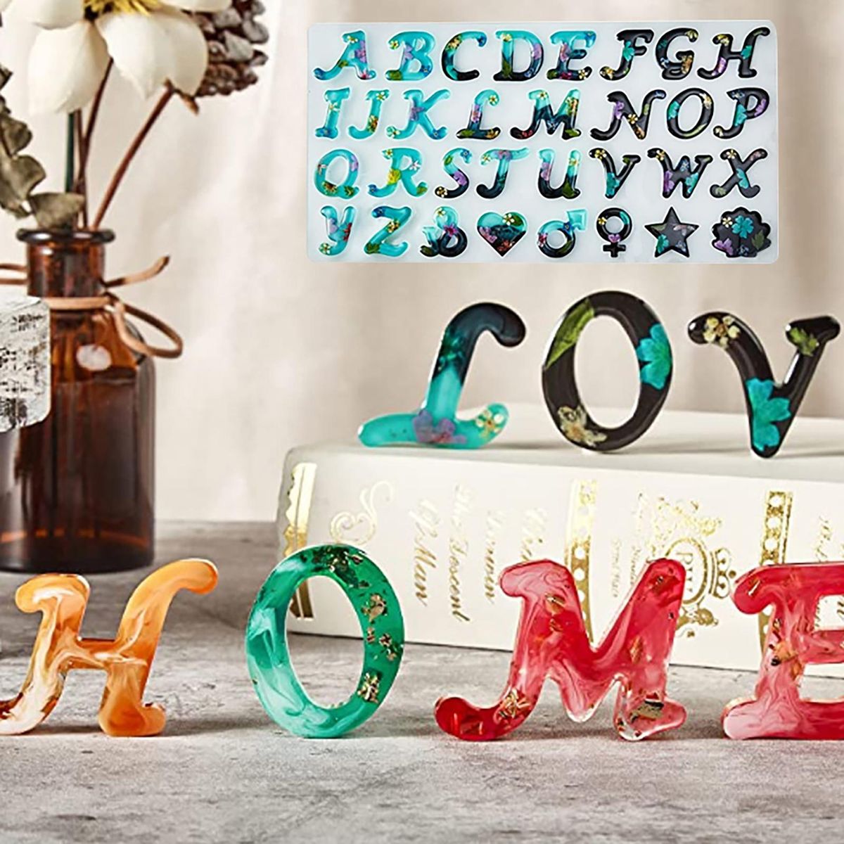 1Pc1Set Epoxy Mold Large Alphabet Silicone Mold Multicolor