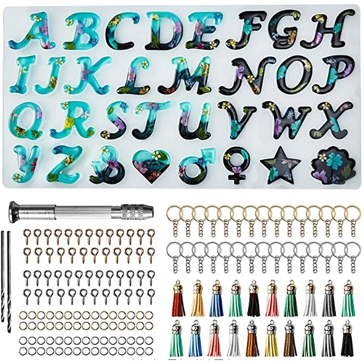 1Pc1Set Epoxy Mold Large Alphabet Silicone Mold Multicolor
